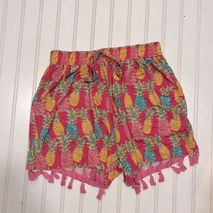 Simply Southern pineapple tassel shorts
